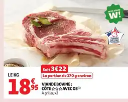 Auchan Viande bovine: côte avec os offre