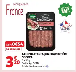 Auchan SOCOPA 6 chipolatas façon charcutière offre