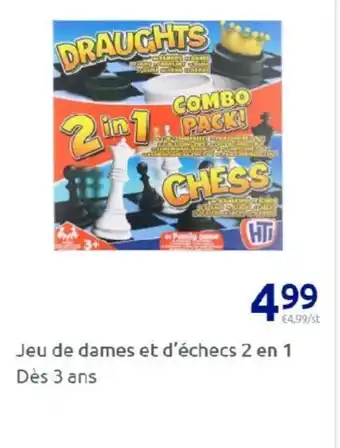Action Jeu de dames et d'échecs 2 en 1 offre