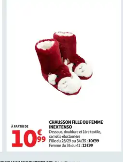 Auchan INEXTENSO Chausson fille ou femme offre