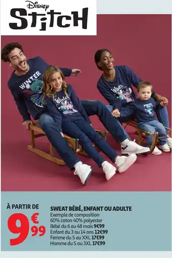 Auchan Sweat bébé, enfant ou adulte offre