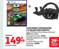 Auchan Le jeu project motor racing + le volant apex pour ps5 offre