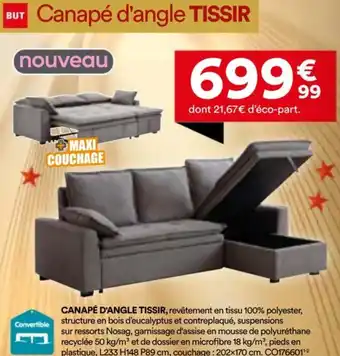 BUT Canapé d'angle tissir offre
