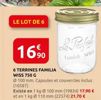 Rural Master Le parfait 6 terrines familia wiss 750g offre