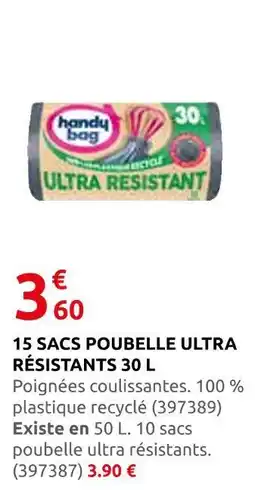 Rural Master Handy bag 15 sacs poubelle ultra résistants 30 l offre