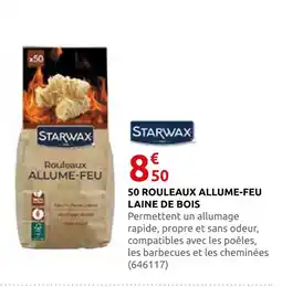 Rural Master Starwax 50 rouleaux allume-feu laine de bois offre