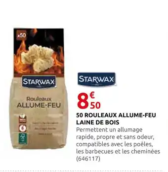 Rural Master Starwax 50 rouleaux allume-feu laine de bois offre