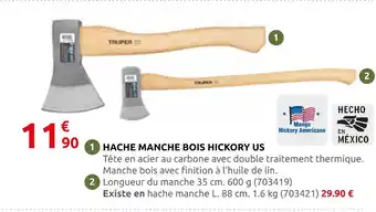 Rural Master Truper hache manche bois hickory us offre