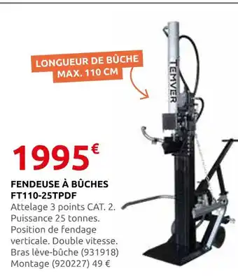 Rural Master Temver fendeuse à bûches ft110-25tpdf offre
