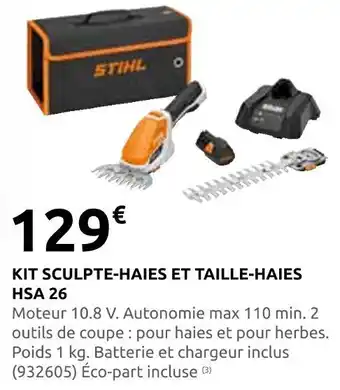 Rural Master Stihl kit sécateur et taille-haies hsa 26 offre