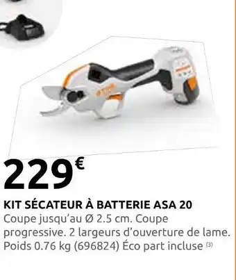 Rural Master Stihl kit sécateur à batterie asa 20 offre