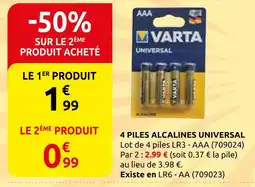 Rural Master Varta 4 piles alcalines universal offre