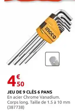 Rural Master Ingco jeu de 9 clés 6 pans offre