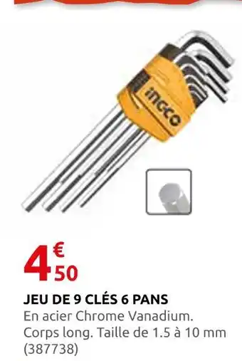 Rural Master Ingco jeu de 9 clés 6 pans offre