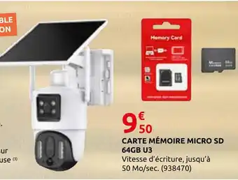 Rural Master Carte mémoire micro sd 64gb u3 offre