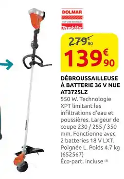 Rural Master Dolmar makita débroussailleuse à batterie 36 v nue offre