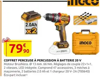 Rural Master Ingco coffret perceuse à percussion à batterie 20 v offre