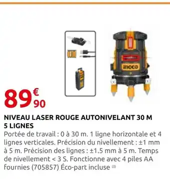 Rural Master Niveau laser rouge autonivelant 30 m 5 lignes offre