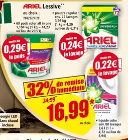 Norma Ariel lessive** 60 pods color all in one offre