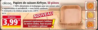 Norma Cécoa papiers de cuisson airfryer offre
