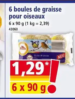 Norma 6 boules de graisse pour oiseaux offre