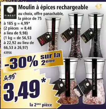 Norma Finest gourmet moulin à épices rechargeable offre