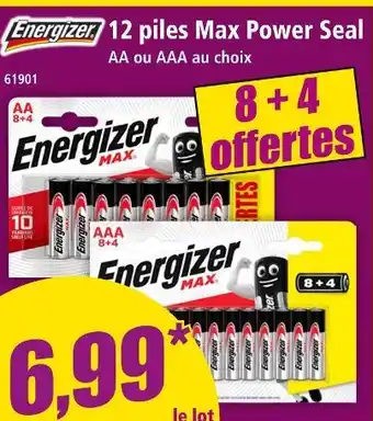 Norma Energizer 12 piles max power seal offre