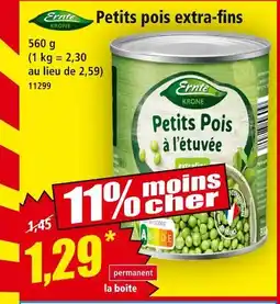 Norma Ernte krone petits pois extra-fins offre