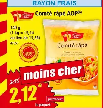 Norma Les régions à table comté râpé aop offre