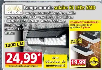 Norma I-glow lampe murale solaire 60 leds smd offre