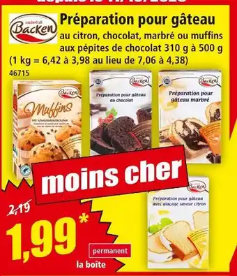 Norma Backen préparation pour gâteau offre