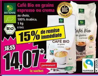 Norma Bio sonne café bio en grains espresso offre