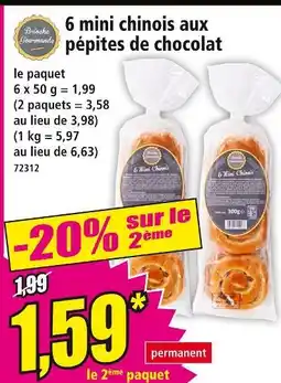 Norma Brioche gourmande 6 mini chinois aux pépites de chocolat offre