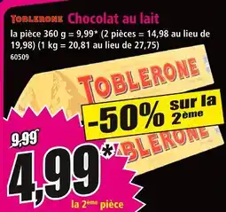 Norma Toblerone chocolat au lait offre