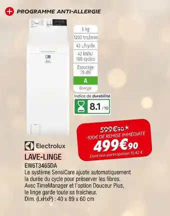 Extra Electrolux lave-linge offre