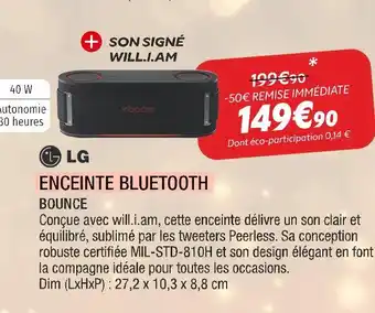 Extra Lg enceinte bluetooth bounce offre