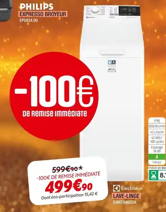 Extra Electrolux lave-linge offre