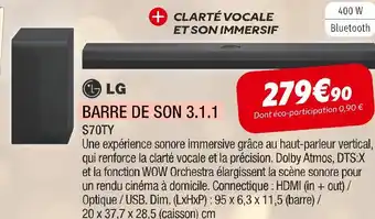 Extra Lg barre de son 3.1.1 offre