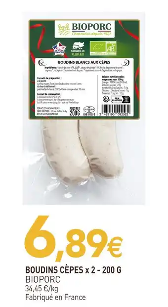 naturéO Bioporc boudins cèpes x 2 - 200 g offre