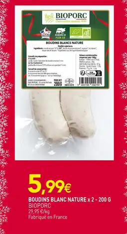 naturéO Bioporc boudins blanc nature x 2 - 200 g offre