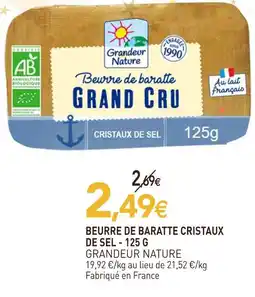 naturéO Grandeur nature beurre de baratte cristaux de sel - 125 g offre