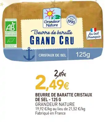 naturéO Grandeur nature beurre de baratte cristaux de sel - 125 g offre