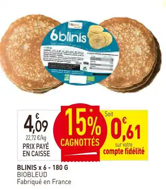 naturéO Biobleud blinis x 6 - 180 g offre