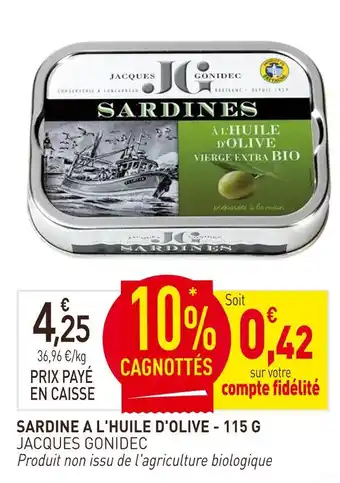 naturéO Jacques gonidec sardine à l'huile d'olive offre