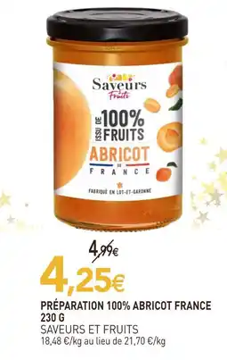 naturéO Saveurs et fruits préparation 100% abricot france 230 g offre