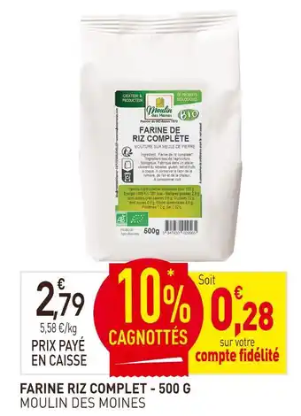 naturéO Moulin des moines farine riz complet offre