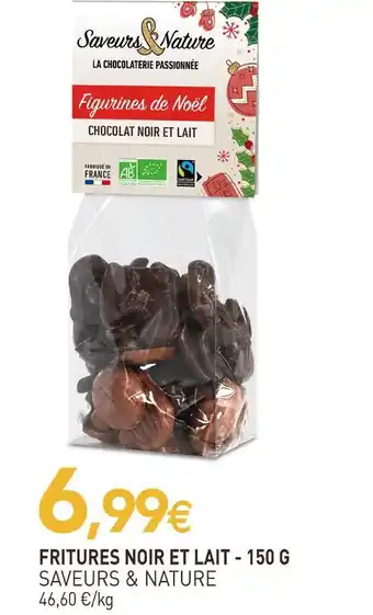naturéO Saveurs & nature fritures noir et lait - 150 g offre