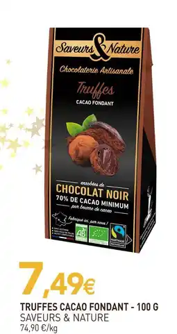 naturéO Saveurs & nature truffes cacao fondant - 100 g offre