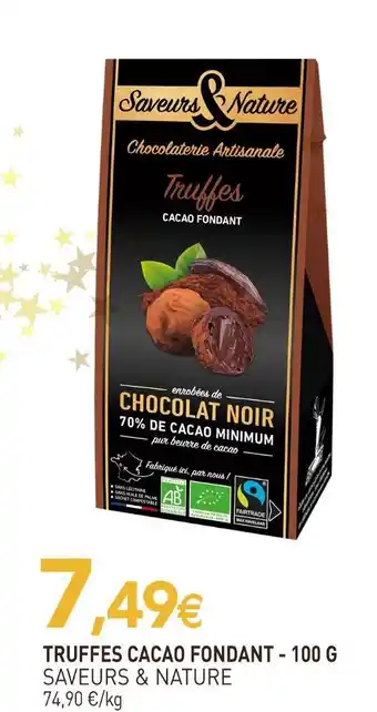 naturéO Saveurs & nature truffes cacao fondant - 100 g offre