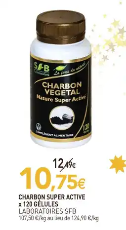 naturéO Laboratoires sfb charbon super active x 120 gélules offre